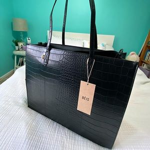 BÉIS The Work Tote in Black Croc